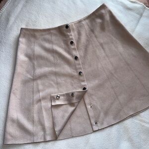Forever 21 Faux Suede A-line Mini Skirt Cream Tan Women’s Sz M Button Front